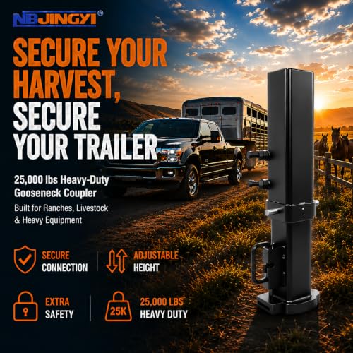 25K Square Gooseneck Trailer Coupler for 2-5/16" Ball, 8" Adjustable Height - size: 2-5/16" 25000 Square hitch