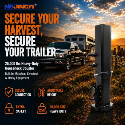 25K Square Gooseneck Trailer Coupler for 2-5/16" Ball, 8" Adjustable Height - size: 2-5/16" 25000 Square hitch