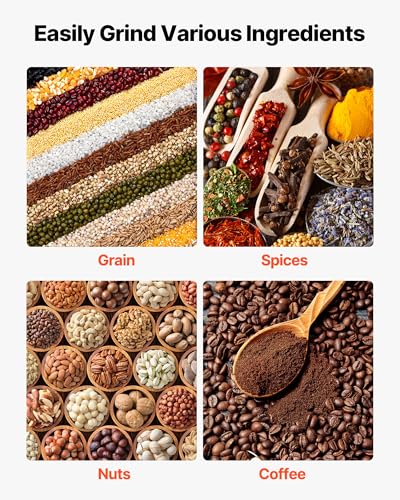 VEVOR Manual Grain Mill with High Hopper, Hand-Crank Corn Grinder, Heavy Duty Cast Iron Wheat Grinding Mill with Stable Table Clamp for Grains Spices Coffee Beans Nuts