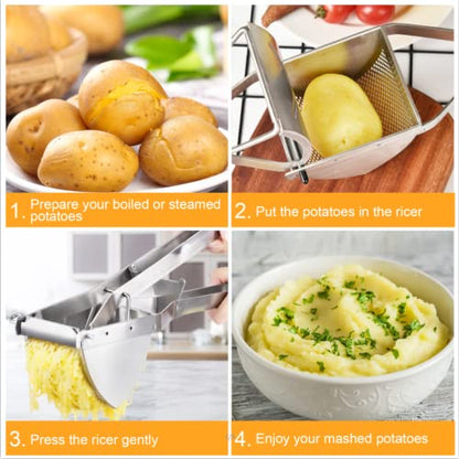 Potato Ricer, CUGLB Stainless Steel Professional Ricer for Mashed Vegetables and Kitchen Tool, Mash Potato Masher for Creamy Mashed Vegetables