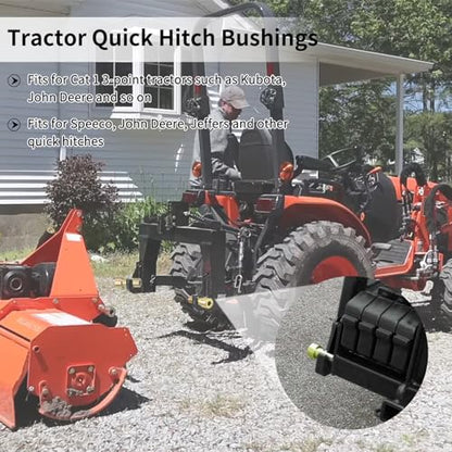 Quick Hitch Adapter Bushings Set Fit for Cat 1 3-Point Tractor Implements 4PCS Bushing Kit with Roll Pins, Gold - size: 4PCS Set
