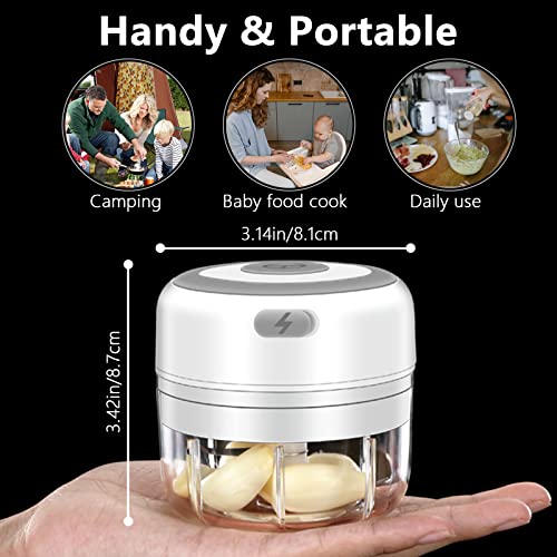 Electric Mini Garlic Chopper, 100ML Food Chopper Garlic Mincer USB - color: 100ML White