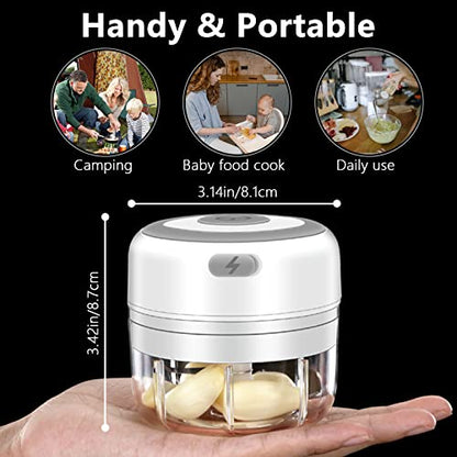 Electric Mini Garlic Chopper, 100ML Food Chopper Garlic Mincer USB - color: 100ML White