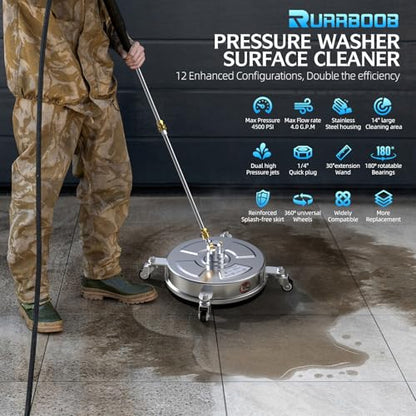14" Pressure Washer Surface Cleaner 4500 PSI with 304 Stainless Steel