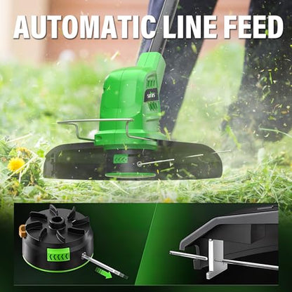 Cordless Weed Wacker 20V, Battery Powered String Trimmer, 10-Inch - color: Dark green