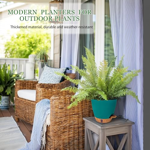 2 Pack 8 inch Plant Pots, Plastic Self Watering Planters - color: Turquoise, size: 8 Inch