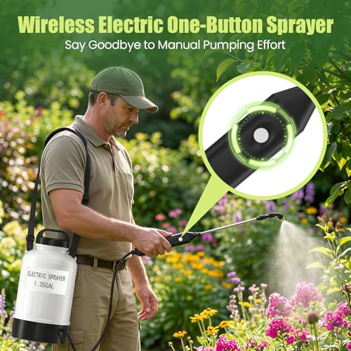 1.35 Gallon Battery Powered Sprayer, USB Pump Sprayer with Extendable Wand