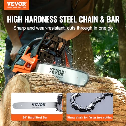 VEVOR Gas Chainsaw 58CC 2-Cycle 20 Inch 3.22HP Gasoline Powered Chainsaw - size: 58CC-20inch
