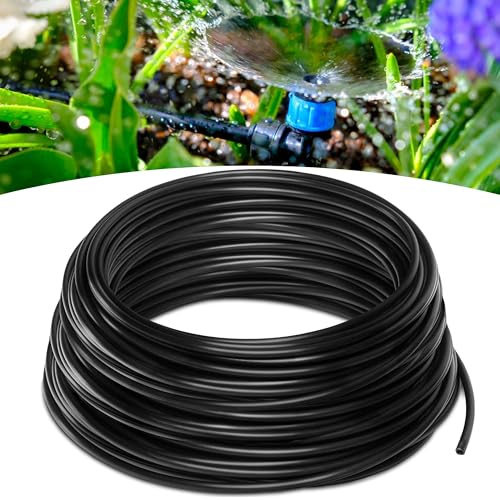 CARPATHEN 1/4" Irrigation Tubing for Quick Connect Drip Irrigation 100 feet | Mainline Tubing for Drip Irrigation System Kit or Blank Distribution Hose for Any Gardening Project, Black
