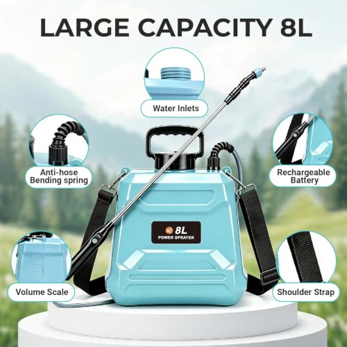 Battery Powered Sprayer 2 Gallon Powerful Electric Weed Sprayer Pump Garden
