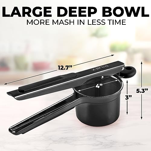 Zulay Kitchen Premium Large 15oz Potato Ricer, Heavy Duty Professional Stainless Steel Potato Masher and Ricer Kitchen Tool, Press and Mash Kitchen Gadget - Metallic Black - color: Metallic Black, size: Three Discs