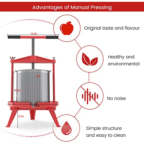 Fruit Wine Press and Crusher,100% Nature Apple&Grape&Berries Crusher Manual Juice Maker for Kitchen