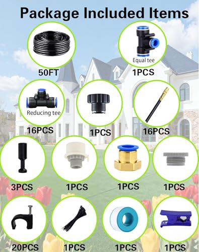 360° Adjustable Drip Irrigation System – Garden Watering Sprinkler System - size: 50 FT