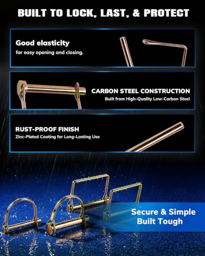 24PCS Shaft Locking Pin | Trailer Hitch Pin in 1/4", 5/16"&3/8" Heavy Duty Yellow Zinc-Plated Shaft Locking Pin Square & Arch Safety Pins - color: 24PCS Shaft Locking Pin