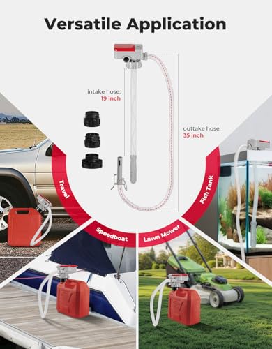 KEMIMOTO Portable Fuel Transfer Pump Battery Powered, 35'' Hose - size: 35 inch