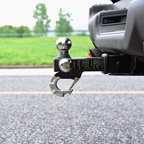 Trailer Hitch Tri-Ball Hitch with Hook, Tactical Tow Ball Hitch, Fits 2-inch Hitch Receiver, Chrome Triple Balls with Hitch Pin and Clip - color: Chrome, size: Ball with pin