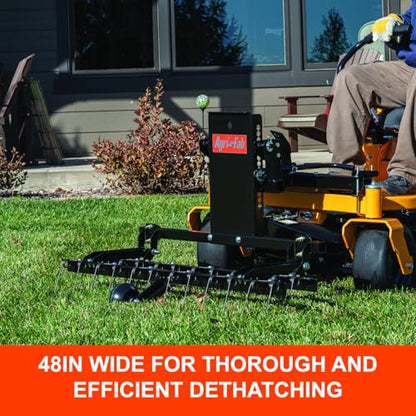 Agri-Fab 48 in Zero Turn Riding Lawn Mower Front Mount Dethatcher with 24 Spring Tines and Anti-Scalp Wheels