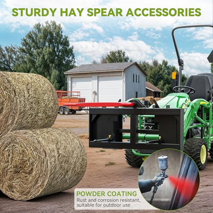 AUTOSAVER88 49" Skid Steer Hay Spear Attachment, 2000lbs Capacity