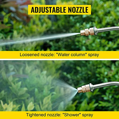 Happybuy 2 Gallon Stainless Steel Sprayer, 20" Wand & 3FT Reinforced Hose, Hand Pump Sprayer with Pressure Gauge, Safety Valve & Adjustable Nozzle, Weed Sprayers for Lawn, Gardening &Sanitizing1 - size: 2 Gallon
