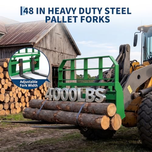 Garvee 46" Skid Steer Pallet Fork Frame with 48" Fork Blades for Tractors Loaders