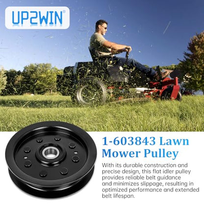 UP2WIN 1-603843 Idler Pulley 132-4718 Compatible with Toro ZX5400 Z5200 Titan ZX4800 TimeCutter, 116-3626 Flat Idler Pulley Compatible with Ex Mark Lazer Z HP Mowers, Replace 132-7543 34-302 - size: 1-603843_1pc
