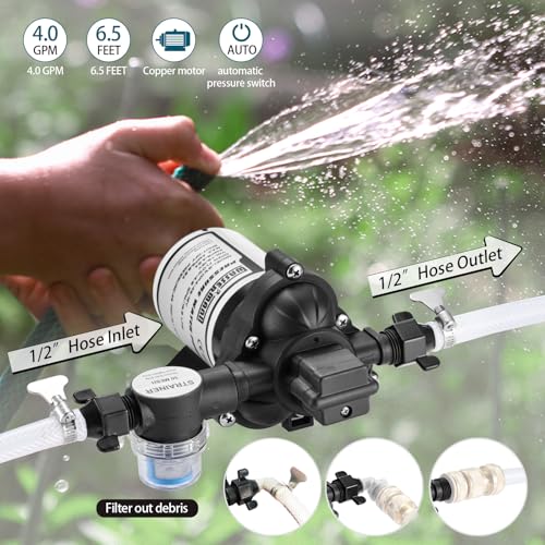 WASSERMANN RV Water Pumps 115V AC Pressure Pump with Pressure Switch, Self-priming Water Pump 4.0GPM 45PSI, Fresh Water Pump for RV, Kitchen Barthroom Camping Marine Yacht Garden Diaphragm Pump115volt - color: White06