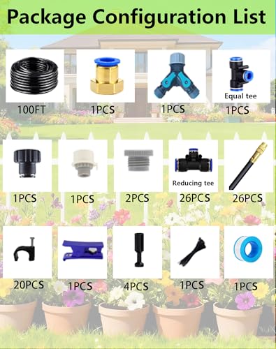 360° Adjustable Drip Irrigation Sprinkler Kit – Garden Watering System - size: 100 FT