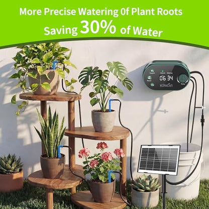 Solar Drip Irrigation System Kit, Auto Plant Waterer for 15 Pots