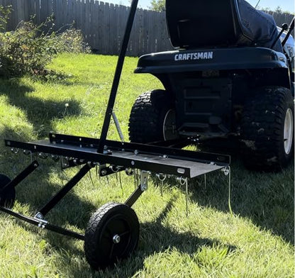 YITAMOTOR 40" Tow Behind Pine Needles Rake with 20 Spring Steel Tines