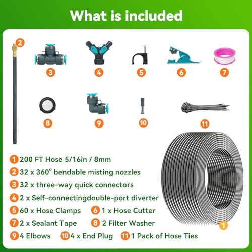 360°Adjustable Drip Irrigation System,200FT Irrigation System for Garden - size: 200Ft