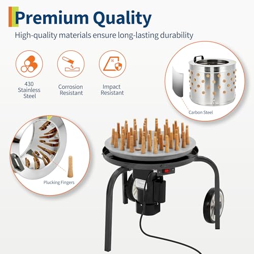 Chicken Plucker Machine, 20 inch Drum Stainless Steel Poultry Plucker - color: Black