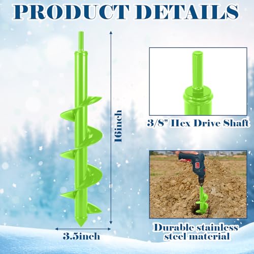4 x 16'' Heavy Duty Auger Drill Bit for Planting (Green) - color: Green
