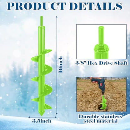 4 x 16'' Heavy Duty Auger Drill Bit for Planting (Green) - color: Green
