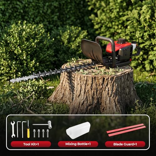 24-Inch 36cc 2 Cycle Gas Powered Dual Sided Hedge Trimmer (Red, 36cc) - color: Red, size: 36cc
