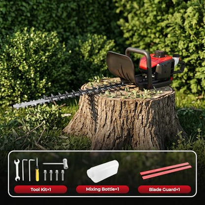 24-Inch 36cc 2 Cycle Gas Powered Dual Sided Hedge Trimmer (Red, 36cc) - color: Red, size: 36cc