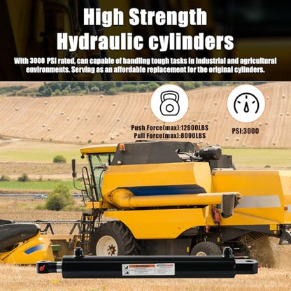 KINGWAY Double Acting Hydraulic Cylinder 2"Borex22"Stroke, 3000 PSI SAE#6 - size: 2“x22"