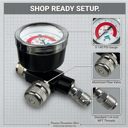 LE LEMATEC Air Pressure Regulator with Gauge for HVLP Paint Spray Guns - size: Small In-line