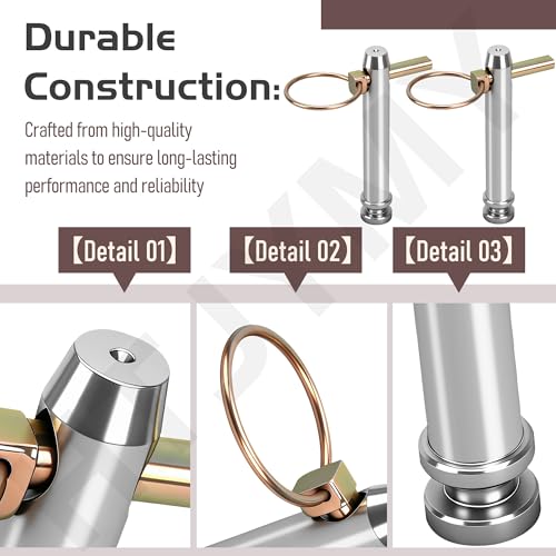 S07070200 Cat 1 Top Link Pin Hitch Accessories, 4 Pack, Replace 195589m1, ac339942 for Category 1 Tractors, 5-1/2, 3/4"