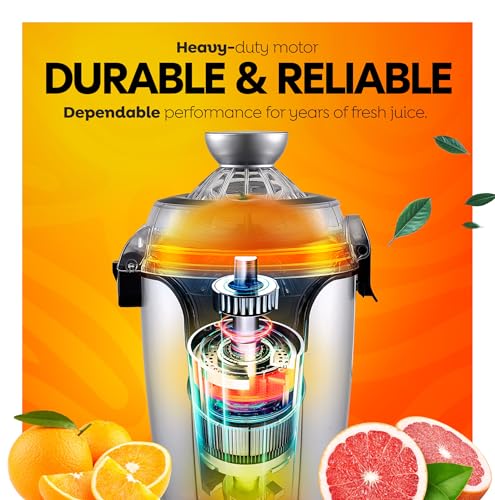 Eurolux Hands-Free Electric Citrus Juicer Machine, Orange Lime Grapefruit Lemon Squeezer, Easy to Clean. - color: Silver