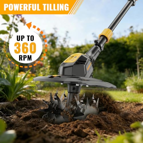 HEINPRO Cordless Tiller Cultivator Compatible with Dewalt 20V MAX Battery