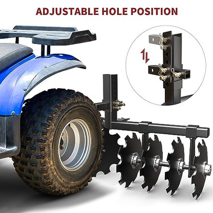 YITAMOTOR 32" Cut Width Disc Plow Harrow with Universal 2" Receiver Mount for ATV/UTV, Black