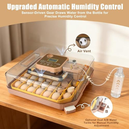 Gen IV - 48 Egg Fully Automatic Incubator, 2026 Upgraded Design, Intelligent Sensor-Based Humidity & Temp Control, Custom Days, Adjustable Auto Turning & Stop, Chick Separator, Flexible Egg Spacing - size: 48 egg-brown