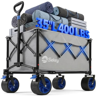 Sekey 250L Beach Wagon, 400 lb Capacity, Foldable, All-Terrain Wheels - color: Gray