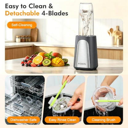 KOIOS 1000W Smoothie Blender, 15-in-1 Single Serve Set, Press-Twist Design - color: Grey