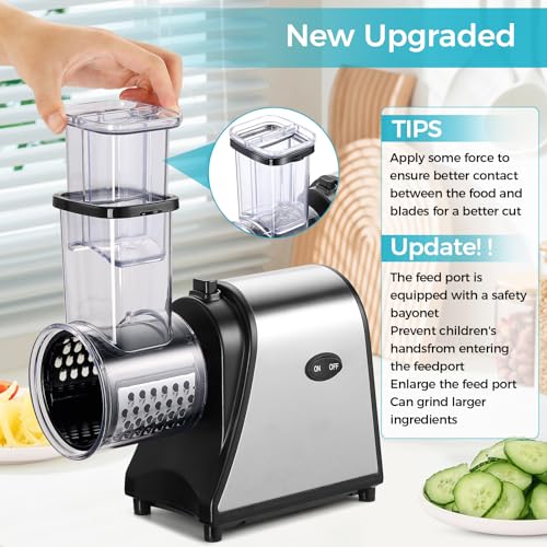 250W Electric Cheese Grater Slicer Shredder 5-in-1 Salad Maker for Kitchen
