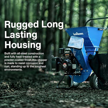 Landworks 3-in-1 Gas Wood Chipper Shredder, 7 HP, 3" Capacity