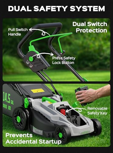TIECTOWN 40V 16" Cordless Electric Lawn Mower with 4.0Ah Battery - Green