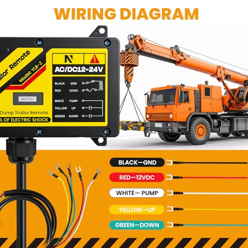 NEWTRY Wireless Dump Trailer Remote, 12-24V Dump Trailer Remote Controller