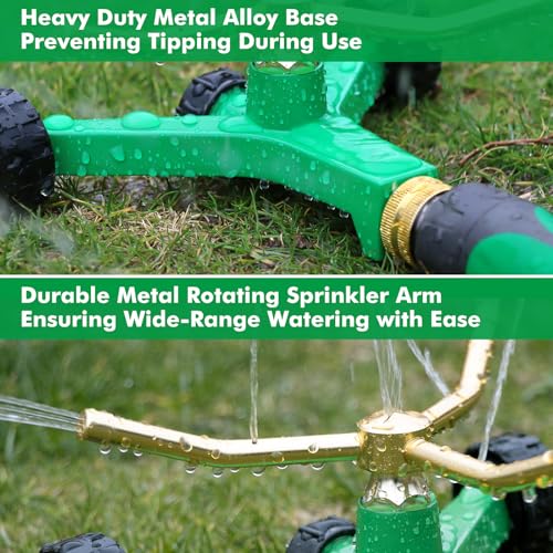 RESTMO 3-Arm Metal Sprinkler with Wheel Base