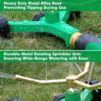 RESTMO 3-Arm Metal Sprinkler with Wheel Base